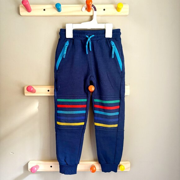Mini Boden Warrior Striped Knee Joggers in Starboard Blue, 4/5 - Picture 1 of 7